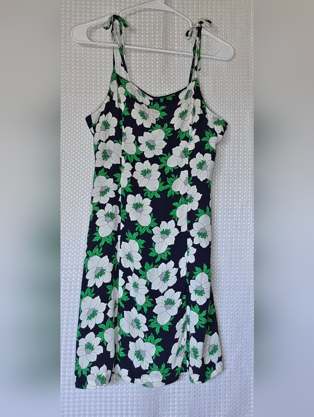 Navy Floral Tie Strap Mini Dress Small 90s Aesthetic - Picture 6 of 11